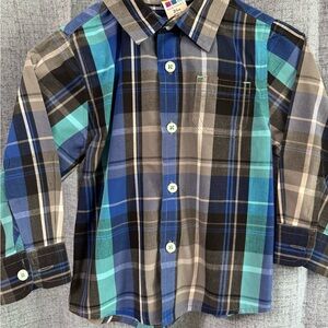 Healthtex Blue and Gray Plaid Button Down Shirt